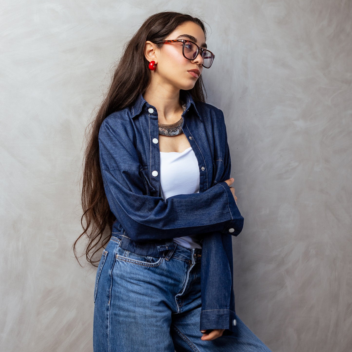 Cropped Denim Shirt