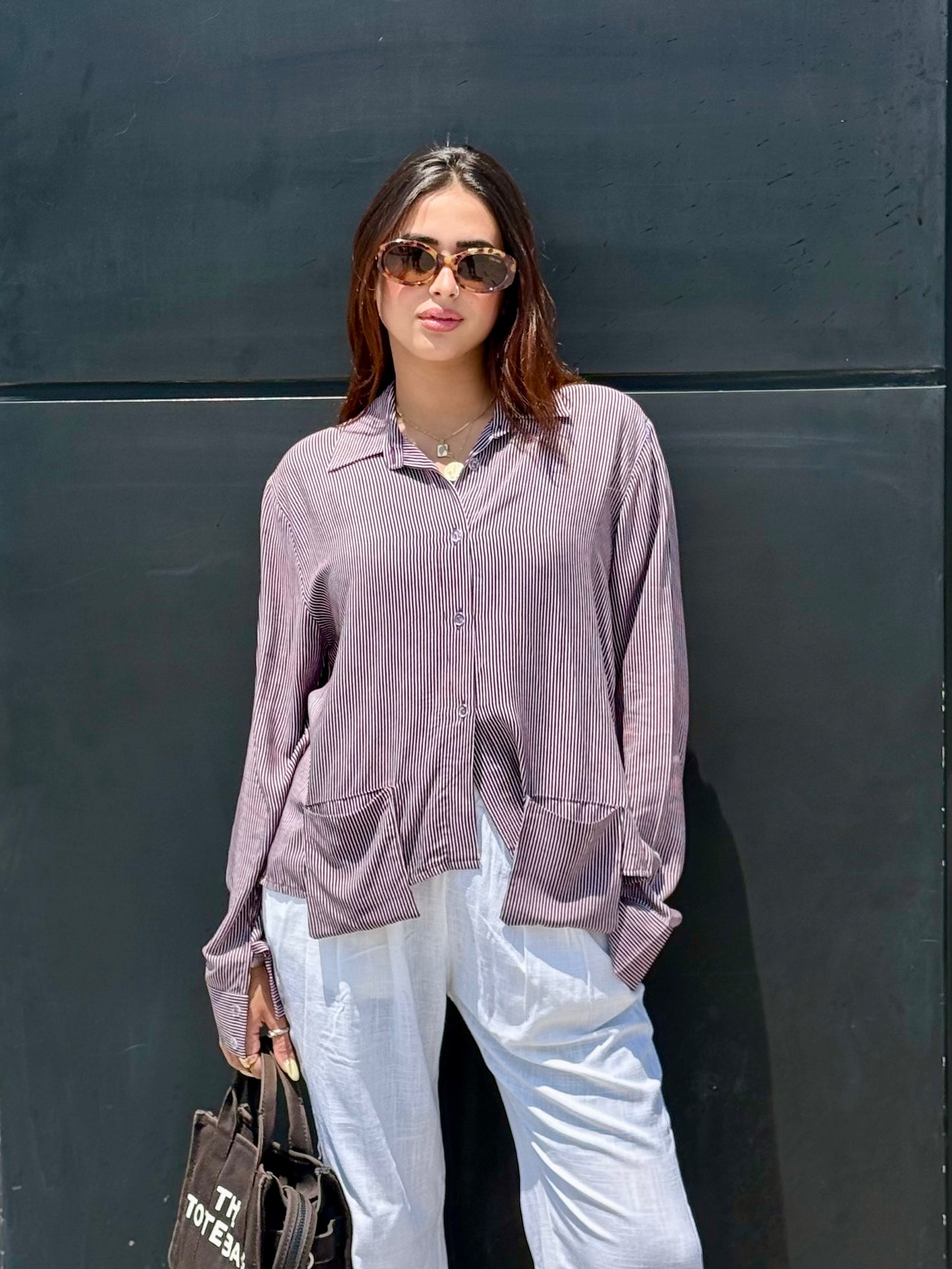 cut-out shirt in lavender