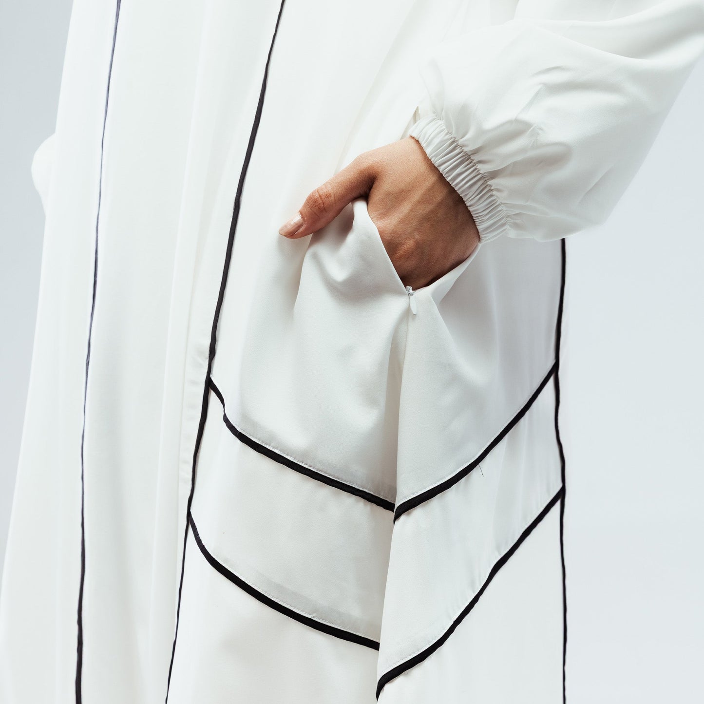 White Piped Abaya