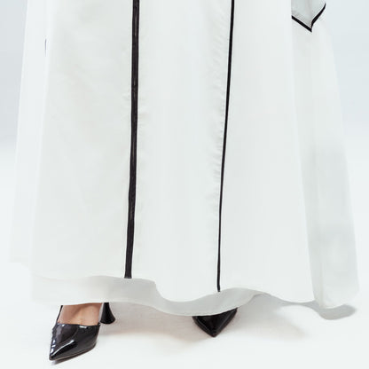 White Piped Abaya