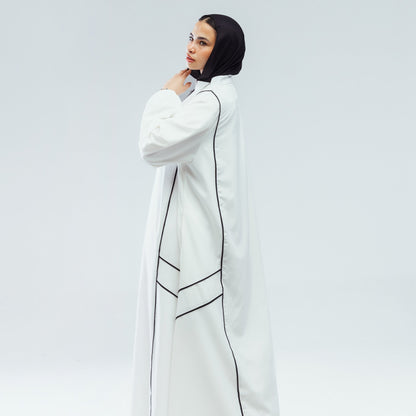 White Piped Abaya