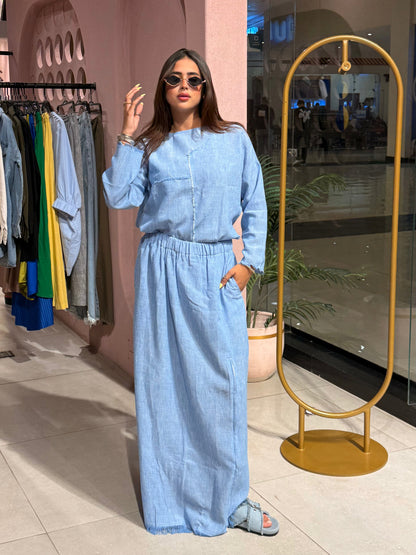 Pure Linen Set - Baby Blue