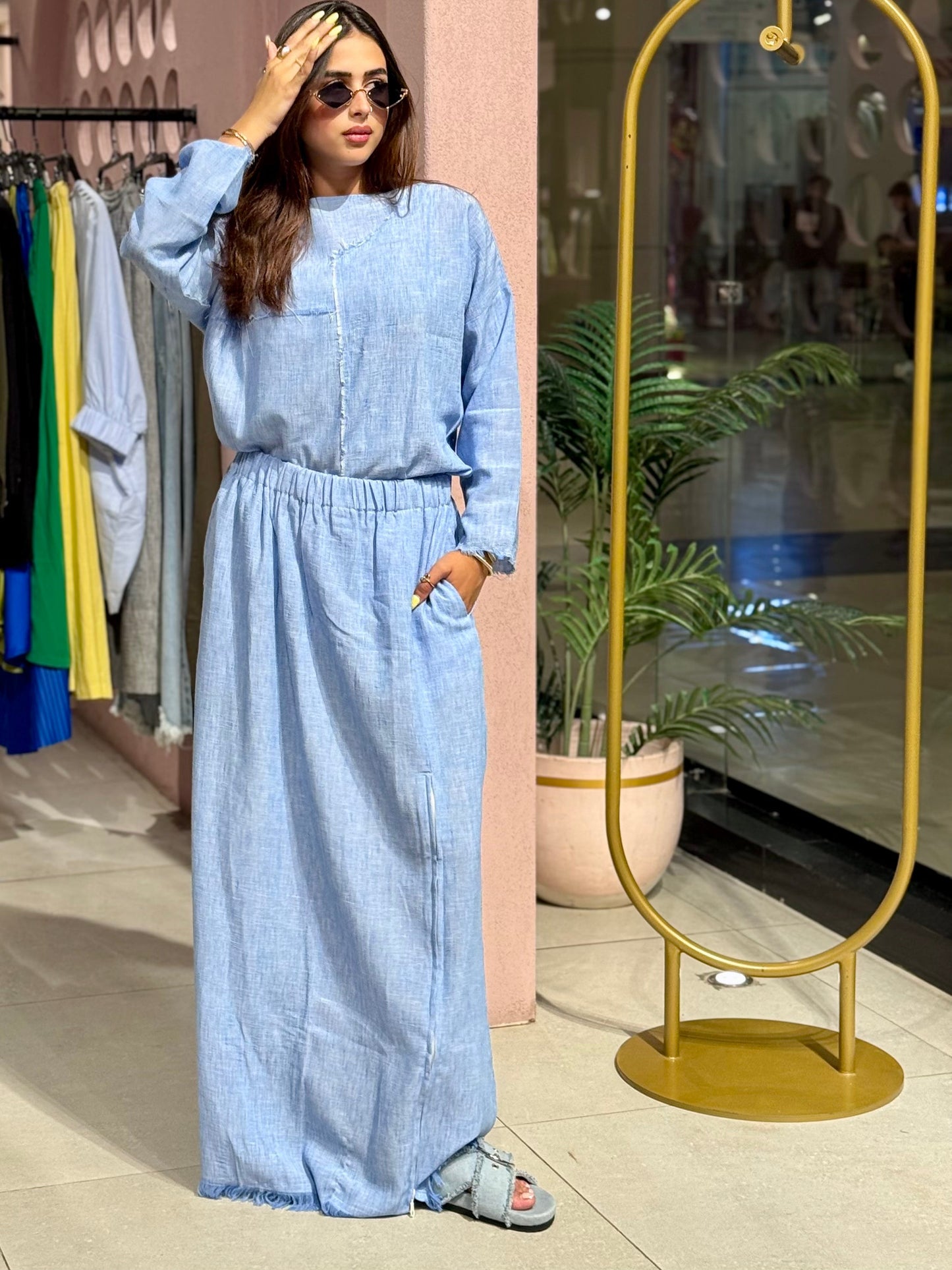 Pure Linen Set - Baby Blue