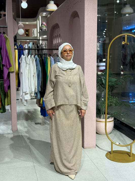 pure linen skirt in pink