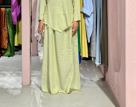 pure linen skirt in lime