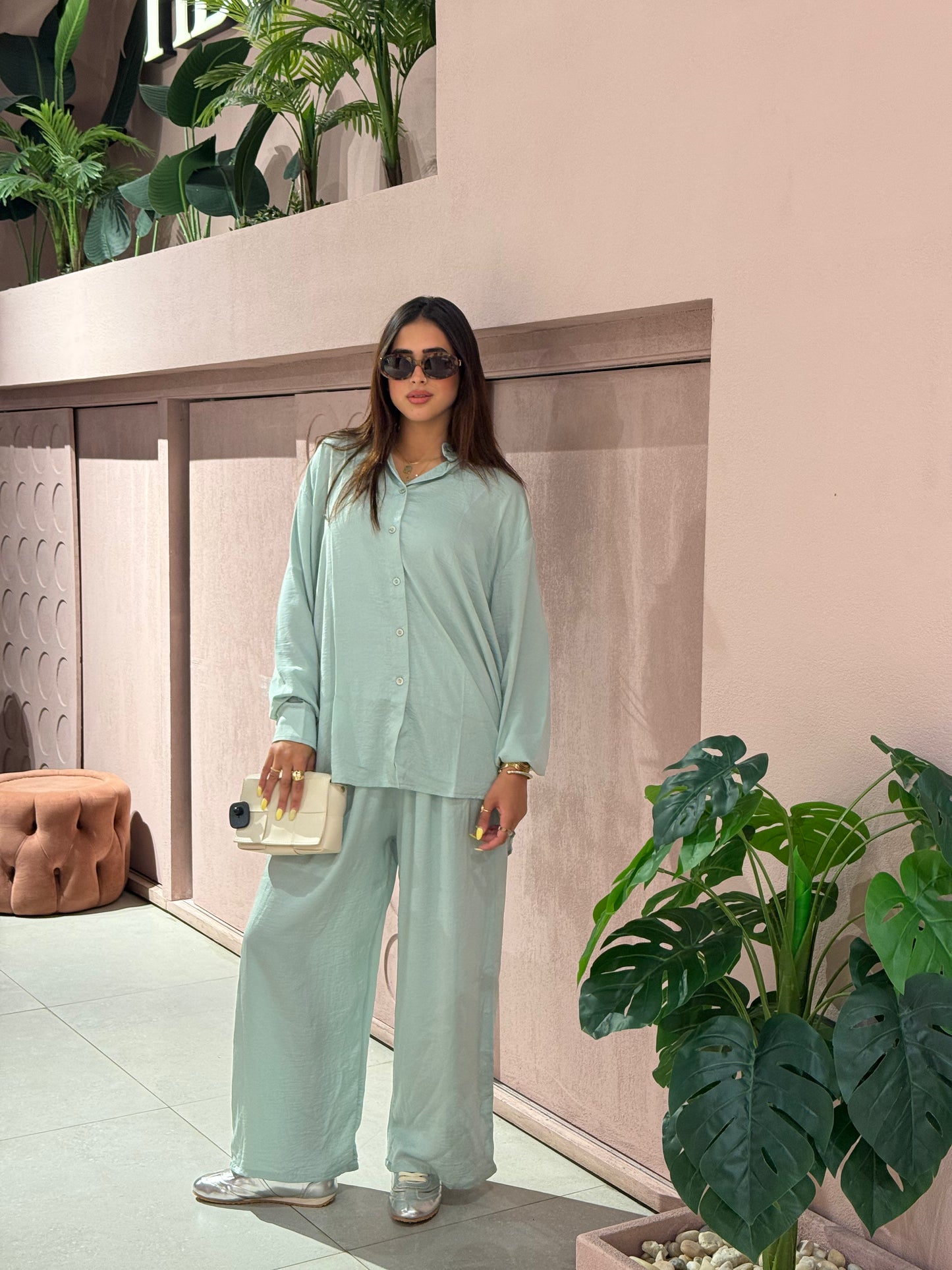 basic satin set in mint