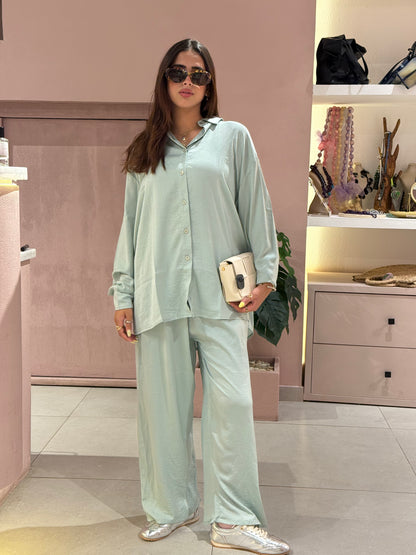 basic satin set in mint