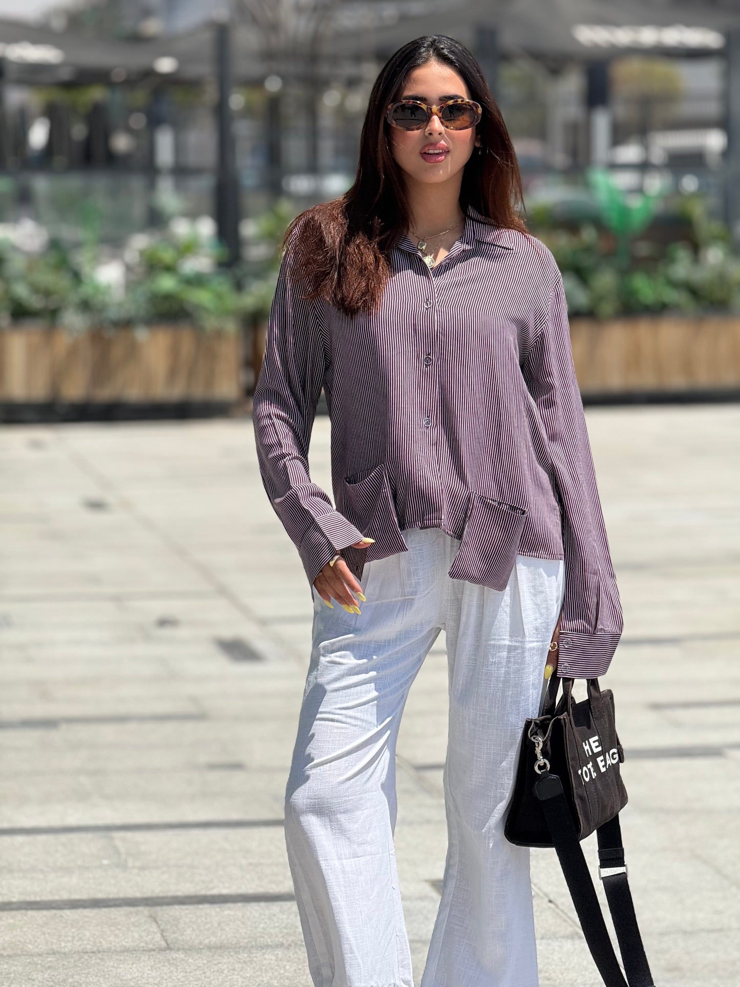 cut-out shirt in lavender