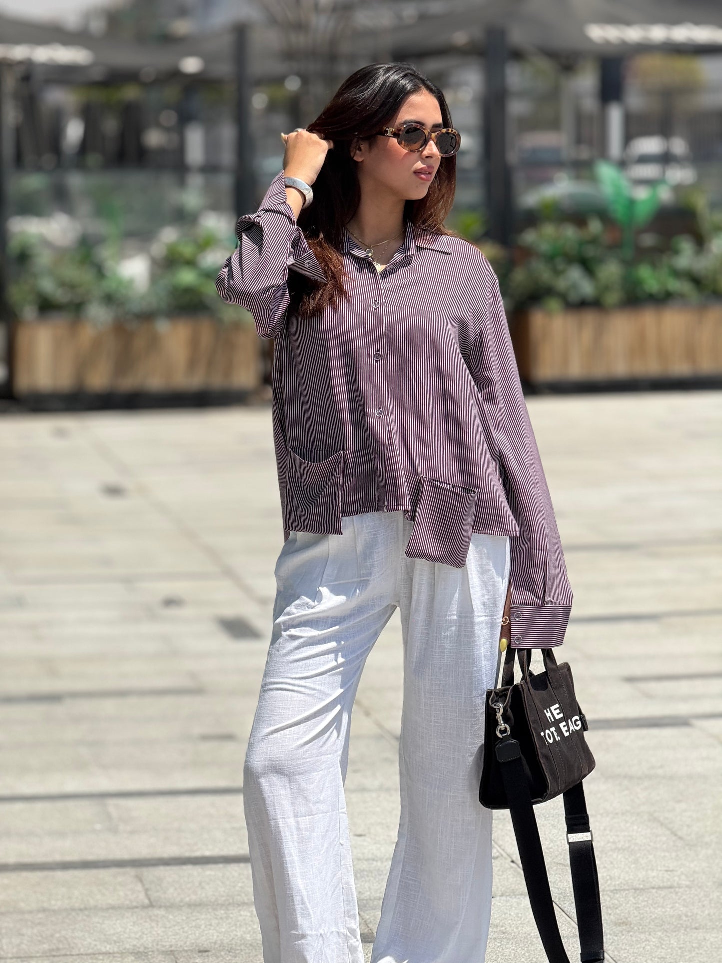 cut-out shirt in lavender