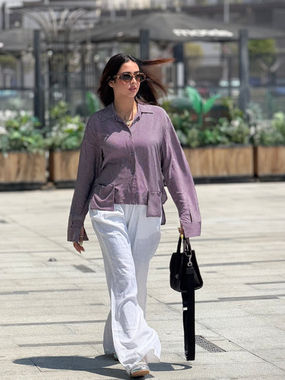 cut-out shirt in lavender