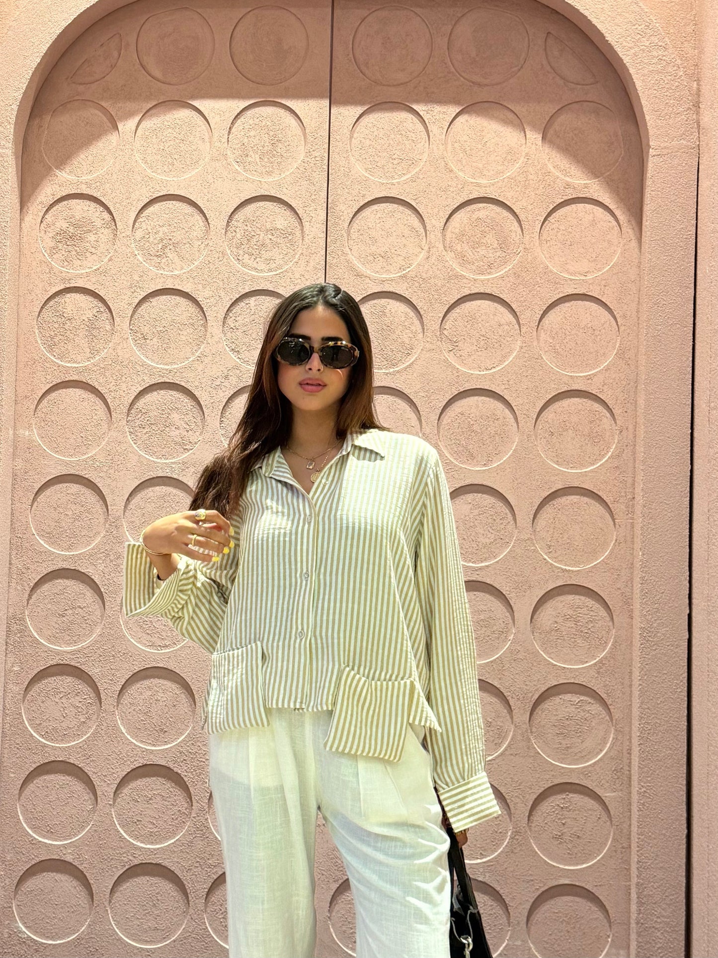 Striped Cut-out Shirt