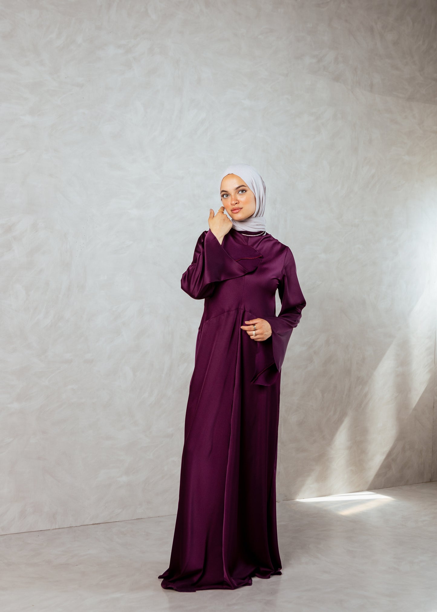 ⁠Satin Dress Long Sleeves