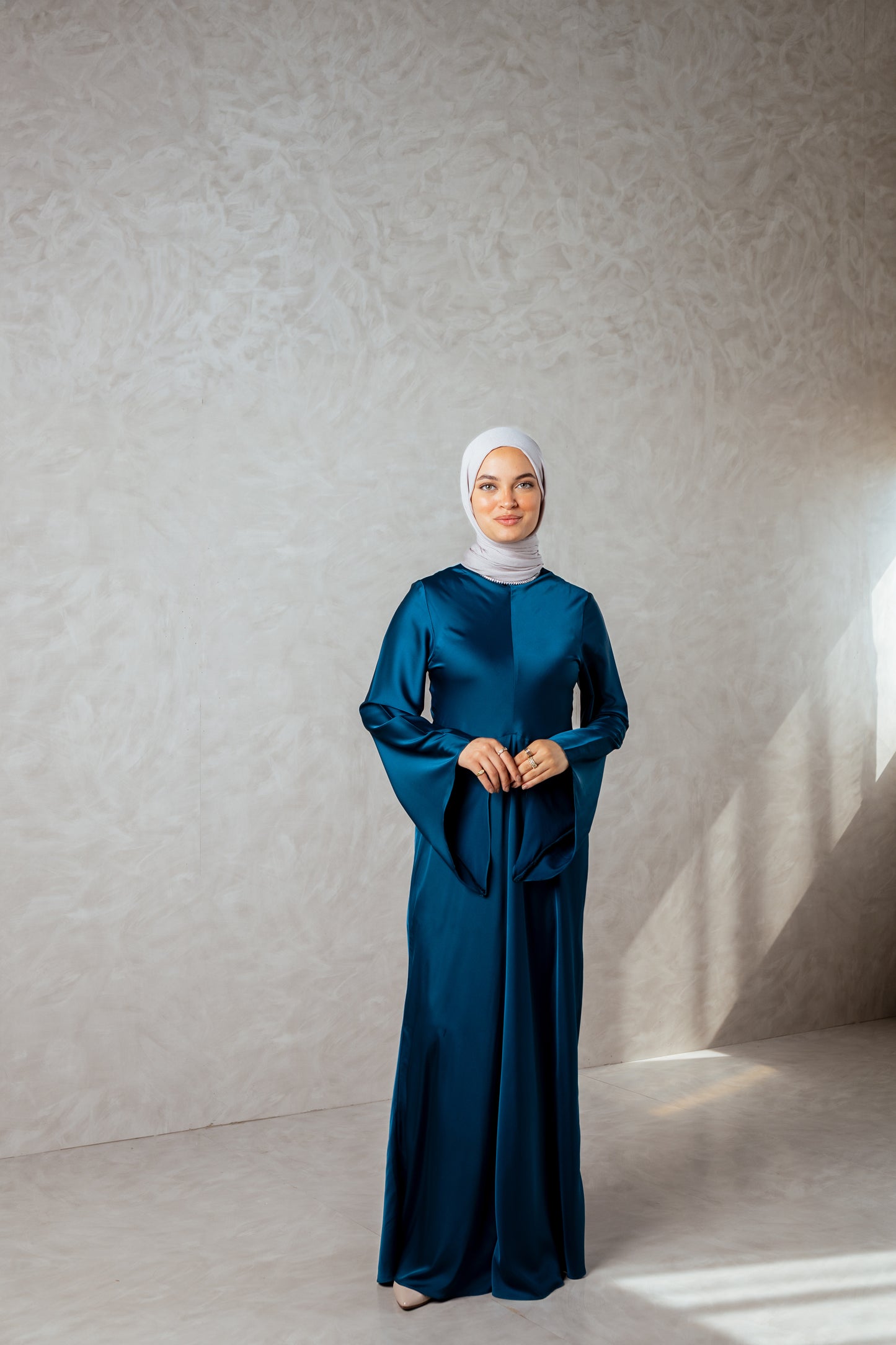 ⁠Satin Dress Long Sleeves
