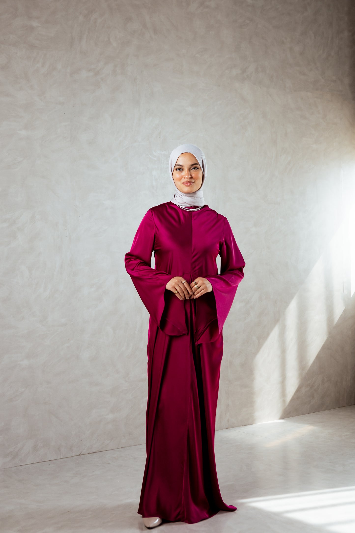 ⁠Satin Dress Long Sleeves