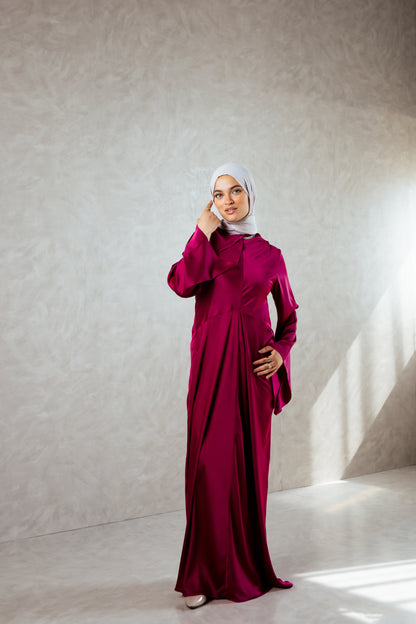 ⁠Satin Dress Long Sleeves