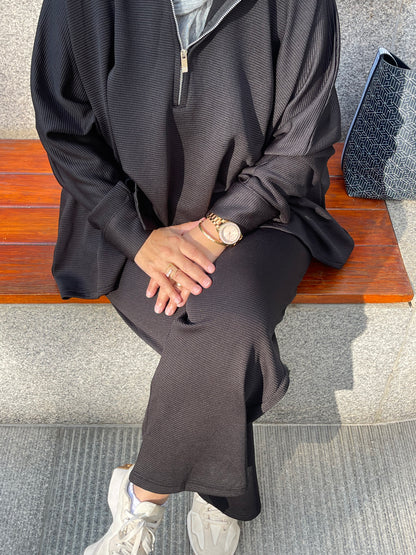 High-Low Winter Set In Black