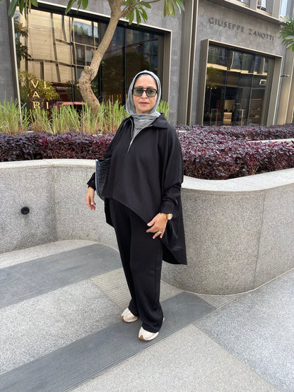 High-Low Winter Set In Black